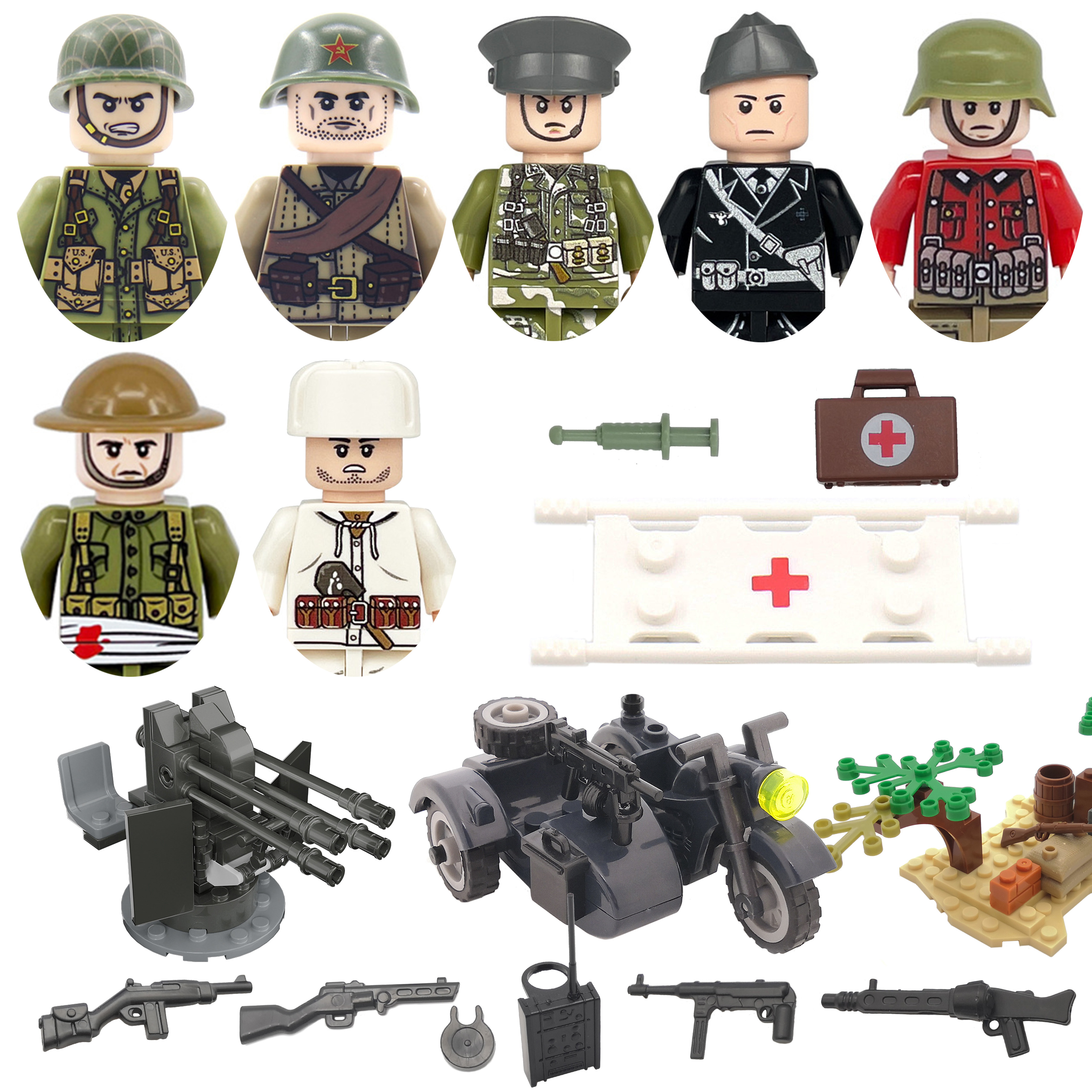 Lego Minifigure Holder - DIY WW2 Infantry Medical Corp Soldier