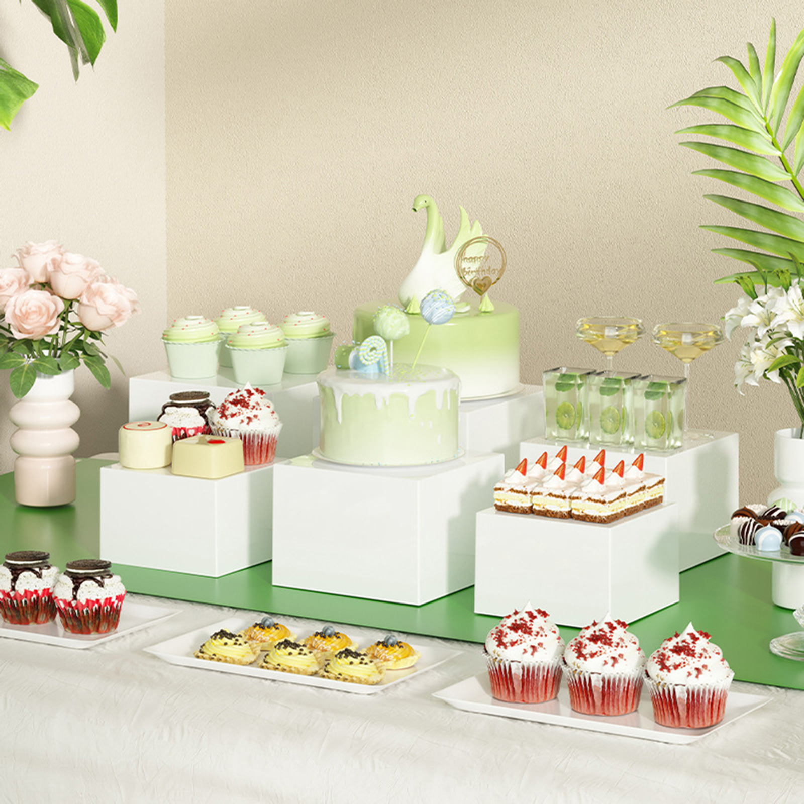 6x Acrylic Buffet Riser Desser - đánh giá và giá Display Risers Set