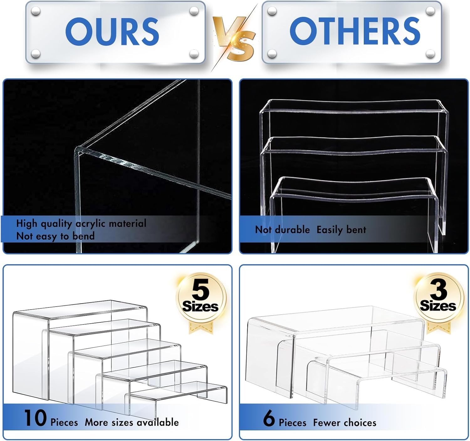10 Pcs Acrylic Risers Set, 5 S - đánh giá và giá Display Risers Set