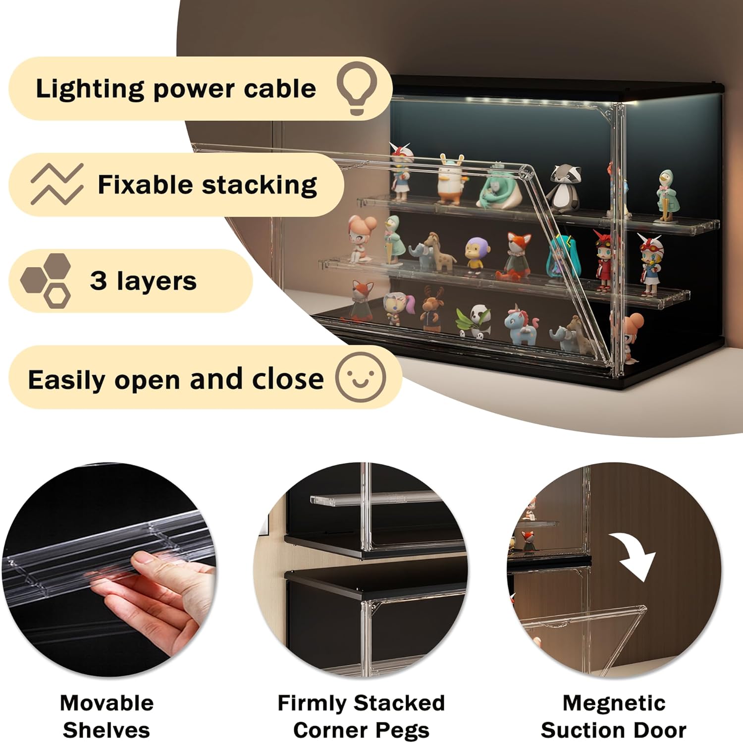 3-Tier Stackable LED Display C - đánh giá và giá Display Case Acrylic